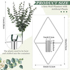Jexine 4 Pcs Hanging Planters with Artificial Eucalyptus, Chrome Silver Wall Decor Metal Hanging Vase Indoor Plants Holder Modern Geometric Bathroom Decor for Living Room Home Office