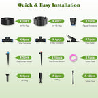 Drip Irrigation Kit for Garden, Automatic Plant Watering System with Quick Connect Fittings, Water Saving Irrigation Tubing Hose and Accessories for Yard, Greenhouse, Lawn & Raised Bed (60FT)