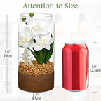 White Orchids Artificial Flowers with Vase, Small Faux Orchid Arrangement Fake Orchids Plant in Terrarium Jar Small White Orchid Centerpieces for Kitchen Dining Room Tables Bathroom Nightstand Decor