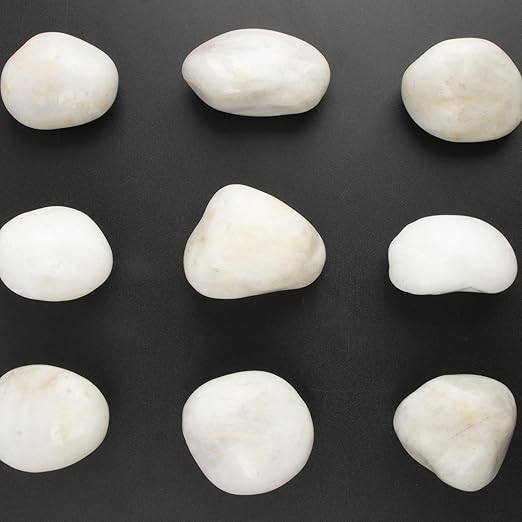 River Rocks - Natural Polished White Pebbles, 2-3 inches, 10 lbs - Ideal for Patio Landscaping, Rock Gardens, Succulent Arrangements, and Pathway Edging (White, Weight: 10 LB)
