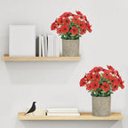 FAVOWREATH 2 Pack Small Fake Plants Potted Artificial Plants Artificial Flowers Potted Faux Flower Daisy with Eucalyptus Leaves for Home Decor Office Room Farmhouse Indoor Table Bathroom Decor（Red）