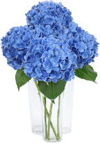 DuHouse 4Pcs Hydrangea Artificial Flowers,Latex Real Touch Hydrangeas with Long Stems & Leaves for Home Decor Party Floral Arrangements Wedding Bouquets Centerpieces(Dark Blue)