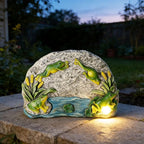 Frog Garden Statue Solar Rock Lights Decor, A Jumping Frog for Patio Pathway Art Housewarming for Yard Decoration Lawn Ornament Gardening Gifts for Women Mom Grandma (Frog)