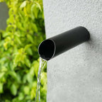 1.2 Inch 316 Stainless Steel Round Waterfall Spout Scupper, Outdoor Spillway Water Fountain Landscape Decor for Pools, Ponds, Water Walls, Overall Length 8 Inch (Matt Black)