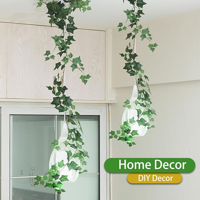 Mizii 2 Strands Artificial Vines Ivy Garland 79" Fake Vine with Silk Green Leaves Faux Hanging Plants Greenery Decoration for Outdoors Party Wedding Indoor Mantle Bedroom Home Decor (Ivy)