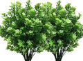 PASYOU Artificial Shrubs, Plastic Plants Fake Bean Shrub Bushes Grass Greenery Leaves Bush Indoor Outdoor Home Garden Party Verandah Wedding DIY Table Arrangement Decoration Planter Filler 8 Pack