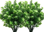 PASYOU Artificial Shrubs, Plastic Plants Fake Bean Shrub Bushes Grass Greenery Leaves Bush Indoor Outdoor Home Garden Party Verandah Wedding DIY Table Arrangement Decoration Planter Filler 8 Pack
