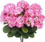 CITYES 3 Pcs Artificial Geraniums Flowers Silk Geraniums for Outdoors UV Resistant Pink Artificial Geranium Bush Faux Flowers Plant for Planter Garden Home Decor Indoor Patio Vase Table Centerpiece