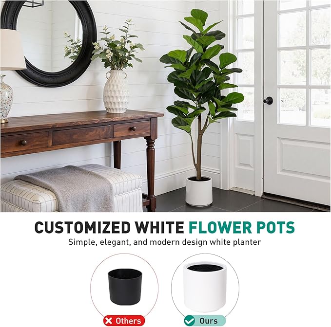Artificial Fiddle Leaf Fig Tree 5FT with Planter Faux Trees Indoor Tall Artificial Tree, Stable Base, 58 Realistic Leaves, for Indoor/Outdoor Home Office Living Room Decor, Housewarming Gift