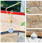 2 Pack Trellis for Potted Plants with Crystal Sun Catcher, Small Metal Garden Trellises for Climbing Plants Outdoor Indoor, Home Flower Vine Pot Plant Decor