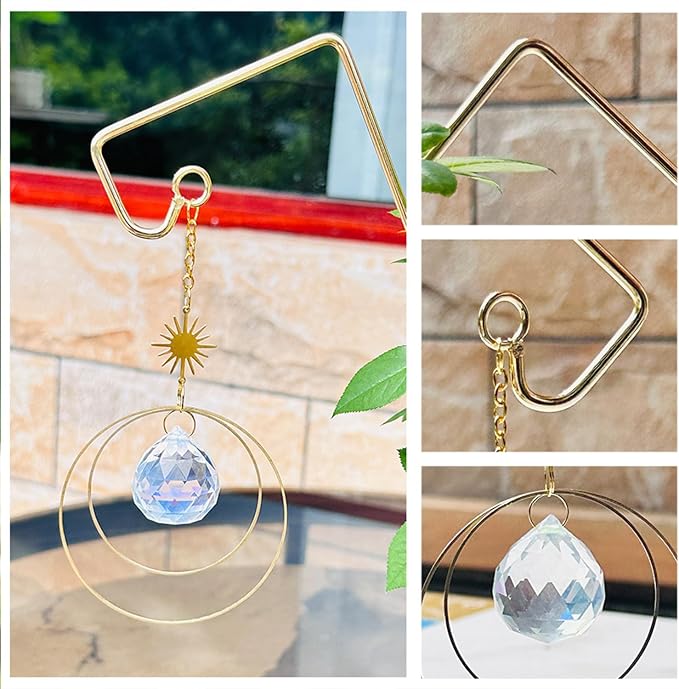 2 Pack Trellis for Potted Plants with Crystal Sun Catcher, Small Metal Garden Trellises for Climbing Plants Outdoor Indoor, Home Flower Vine Pot Plant Decor