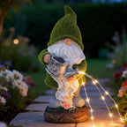 Solar Watering Gnomes Garden Statues Decor Waterproof Figurine Resin Sculpture Gift for Mom Grandma, Outdoor Decorations for Porch Patio Lawn Yard Home House Gardening Birthday Housewarming (Gnomes)