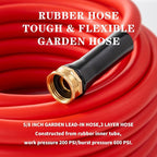 Garden Hose 75 ft x 5/8” Hot Water Hose,-50°F to 190°F, Burst 600Psi Flexible & Lightweight Upgraded Rubber Hoses,3/4” Solid Fittings for All-weather Outdoor Lawn & Garden