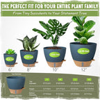 Self-Watering Pots for Indoor Plants 4 Pack, 6/8/10/12 Inch Outdoor Planters with Water Level Indicator&Deep Reservoir, Decorative Flower Pots for Indoor Plants,Home Decor (Blue, 12+10+8+6 inch)