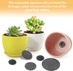 Bivethoi 150pcs Plant Pot Hole Cover - Bonsai Drainage Mesh Screens (3 Sizes, Black)