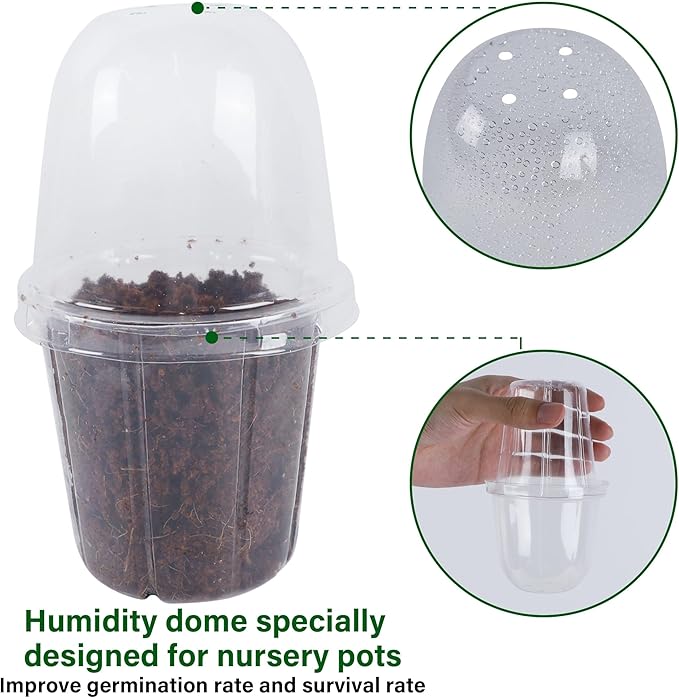 winemana 36 Set Nursery Pots with Humidity Dome, Clear Nursery Pots for Plants, Seed Starting Pots with Drainage Holes & Plant Labels for Vegetables Flowers Garden Plants