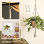 Hanging Planter with Patterns,2Packs Macrame Plant Hangers Indoor Macrame for up to 8 inch Pot Crochet Boho Plant Hanger Holder for Indoor Outdoor with 2S Shaped Stainless Steel Hooks (Gray)