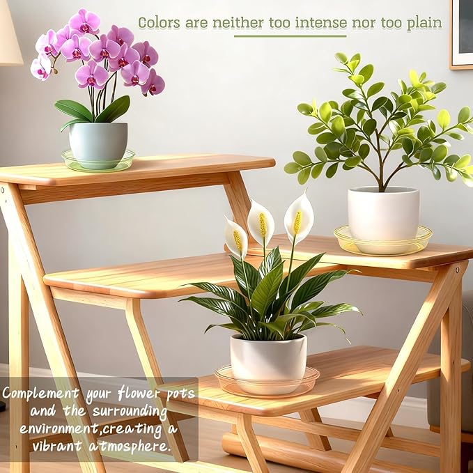 SupKing 9 Pack Plant Saucers (6inch /8inch /10inch) Multiple Color Plant Trays for Indoor Outdoor Plastic Flowerpot Saucers Thicker Plant Water Catcher Drip Trays for pots -Green/Yellow/Pale Pink