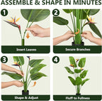 5FT Artificial Bird of Paradise Plant with Flowers, Tall Tropical Fake Plant Indoor, Large Artificial Plant for Living Room, Office Decor, Faux Floor Plant with Pot