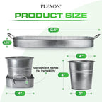 Plexon Herb Planter Indoor Garden Set of 3 with Tray, Metal Herb Pots for Indoor Plants, Round Kitchen Garden Kit Ideal for Windowsill Planter or Countertop, Galvanized Steel