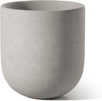 LE TAUCI 8 Inch Plant Pot, Ceramic Pot with Drainage Hole & Rubber Plug, Indoor Planter for Herbs & Small Houseplants, Cylinder Planter for Home Office, Neutral Gray