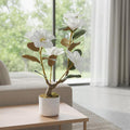 Garvee Artificial Magnolia Tree for Home Living Room Decor, Artificial Realistic Flowers with White Blooming, Fake Plant in Pot