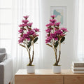 37" Artificial Magnolia Tree 2 Pack, Artificial Realistic Magnolia Grandiflora with White Planter and 12 Lifelike Flowers, 3.1FT Fake Potted Flower Plant for Home Office Decor, Pink
