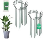 Tall Heavy-Duty 24in Plant Support Stakes - 16 Pack Peony Cages & Supports for Outdoor Plants, Half-Round Garden Stakes for Hydrangea, Roses with Extension Stakes