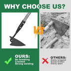YEELOR Warren Hoe, Carbon Steel Triangle Garden Hoe with Stainless Steel 57" Adjustable Long Handle, Heavy Duty Gardening Hand Tools Hoe for Ridging Weeding Digging Loosening Edging Soil, Balck