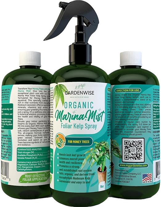 GARDENWISE Organic Marina Mist Foliar Spray for Money Tree | Liquid Fertilizer | Micro Nutrients for Vital Health | Liquid Plant Food (16 OZ)