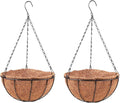 LaLaGreen Hanging Baskets for Plant Outdoor (20 Inch, 2 Pack) Extra Large Black Metal Wire Hanging Planter with Coco Liner Round Flower Pot Holder Hanger Deck Porch Modern Garden Balcony Country Decor