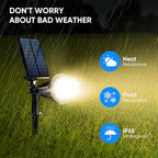 KEV 800 Lumens Solar Spot Lights Outdoor,18 LEDs Solar Flood Lights with 2 Modes &Adjustable &IPX65 Waterproof,Solar Spotlight for Driveway/Backyard/Patio Landscape/Tree/Garage(Warm White,2 Pack)
