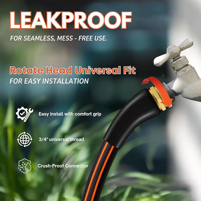 Flexibility Garden Hose, 25ft x 5/8", No-Kink, Wear-Resistant & Freeze-Resistant, Flexible Water Hose, Rubber Hose With Male/Female Fittings,Working Pressure 200 PSI,Burst 600 PSI, 3/4'' GHT