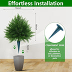 Artificial Cypress Topiary Ball Trees 23" with Ground Spike, 2 Pack Fake Shurbs Artificial Bushes for Outdoors, UV Resistant Faux Evergreen Plants for Indoor Front Porch Garden