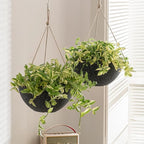 LA JOLIE MUSE Large Hanging Planters for Outdoor Plants - 13 Inch Hanging Basket for Patio Set of 2, Speckled Black
