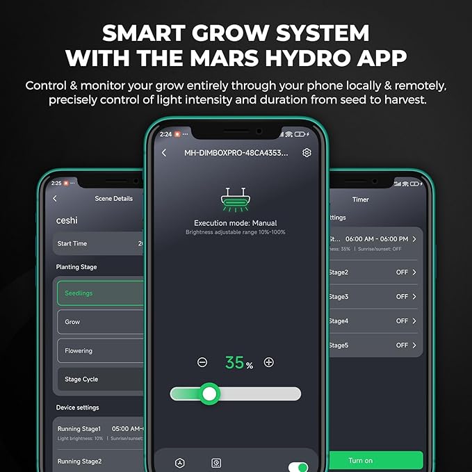 Mars Hydro 3x3 Smart Grow Tent Kit Complete System with WiFi-Integrated Controller 43,FC-E3000 APP Control Dimmable 1184Pcs Grow Light,1680D High Reflective Mylar,4inch Automatic Ventilation System