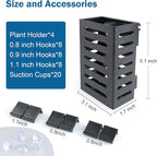 Aquarium Plant Holder 4 PCS Hanging Aquatic Plant Pot with 24 Hooks and 20 Suction Cups for Fish Tank Aquarium Planter and Aquascape Decorations (Black)