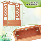 HAPPYGRILL Raised Garden Bed w/Trellis, 2 Wooden Elevated Planter Box w/Hanging Roof, Drainage Holes & Removable Bottom Panels for Climbing Vine Flower, Indoor Outdoor Wood Planter for Yard Patio