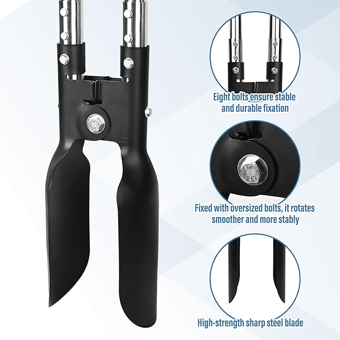 YEELOR Post Hole Digger, Hole Digger with One-Piece Manganese Steel Blade, Post Digger with 55" Adjustable Stainless Steel Handle for Digging Post Holes Installing Mailboxes Fencing
