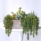 4 pcs Artificial Hanging Succulents Faux Burro's Tail Picks Trailing String of Pearls Succulent Fake Greenery Sprays 13.4" L for Basket Planter Centerpiece Floral Arrangement Indoor Outdoor Decor