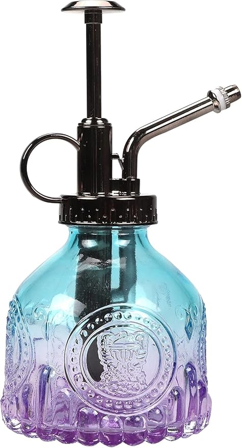 Glass Plant Mister Spray Bottle 200ML Watering Bottle with Top Pump Watering Can for Indoor Outdoor House Plants,Flowers (Blue-Purple)