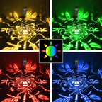 RGB Dragonfly Projection Solar Floor Lamps Outdoor, Metal Floor Light with Plant Stand,42.48" Decorative Waterproof Lighting for Garden,Patio,Porch,Yard,Deck,Black,2 Pack