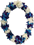 eflowerwholesale - Fresh Hand Made Dendrobium Orchid Lei Purple (Blue with White)