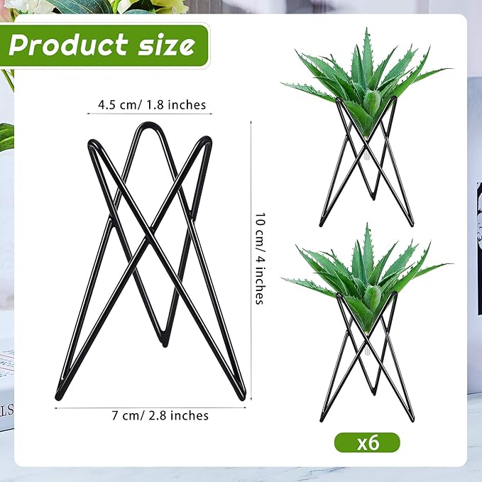 Jetec 6 Pcs Air Plant Holder Airplants Live Holders Airplants Rack Black Metal Desk Plant Rack for Home Office Study Balcony Garden Patio Wedding Decoration Gift