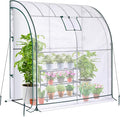 Lean to Greenhouse with 3-Tier Shelves: Ohuhu Portable Walk-in Wall Mounted Green House with Mesh Windows, 79"x39"x83" Reinforced Lean-to Wall Greenhouses with 2 Roll-Up Zipper Doors for Outdoors