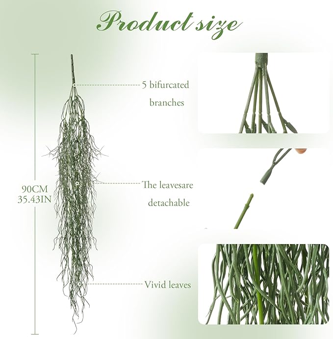 dallisten 4 Pcs Fake Hanging Plants, 36" Artificial Hanging Grass Plants Greenery Vines UV Resistant Faux Trailing Plants for Indoor Outdoor Wall Shelf Porch Boho Home Patio Decor(Green)