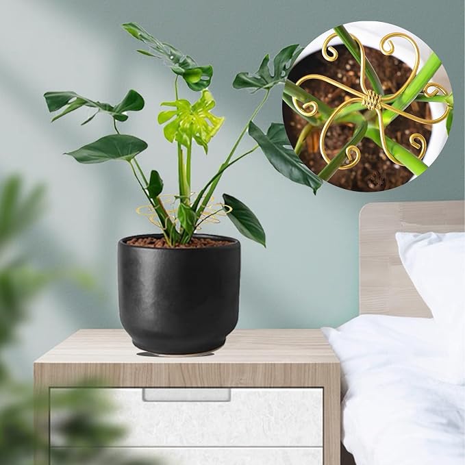 5Pcs Gold Plant Stem Support, Stable Support Stakes for Plants Stabilize, Outdoor & Indoor & Garden Plant Stakes for Healthy Growth (Flower Shaped Bracket A)