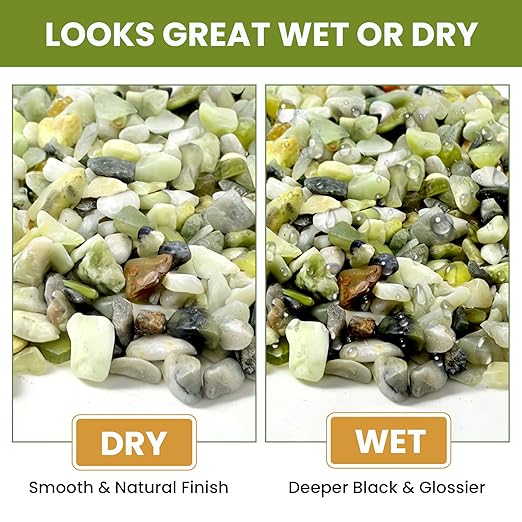 3/8 Inch Polished Decorative Pebbles, River Rocks for Indoor Plants, Succulents, Planters, Vases, Fish Tank, Aquarium Gravel & Landscaping, Jade, 3LB
