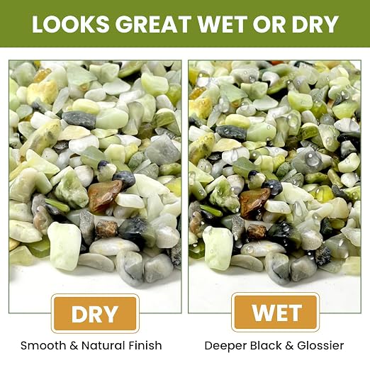 3/8 Inch Polished Decorative Pebbles, River Rocks for Indoor Plants, Succulents, Planters, Vases, Fish Tank, Aquarium Gravel & Landscaping, Jade Green, 6L