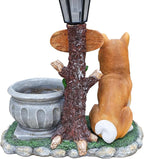 Animal Outdoor Statue Planter Solar Light Welcome Garden Sculpture Resin Flower Pot Decorative Porch Patio Yard Lawn Entryway Figurine with LED Lamp Rustic Plant Holder Ornament Courtyard (K)